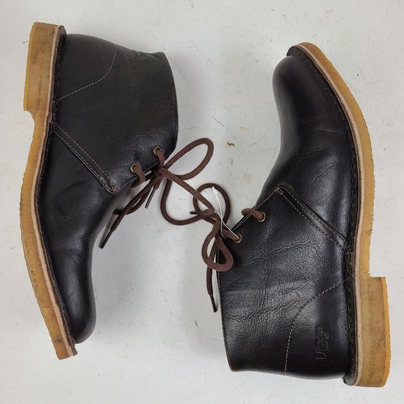 UGG Australia Leighton Chukka Black Leather Casual Mens Boots Sz 8.5 3275 - Picture 7 of 10